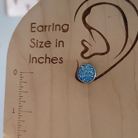 Pastel Druzy Stud Earrings, choice of color - Picture 5 of 9